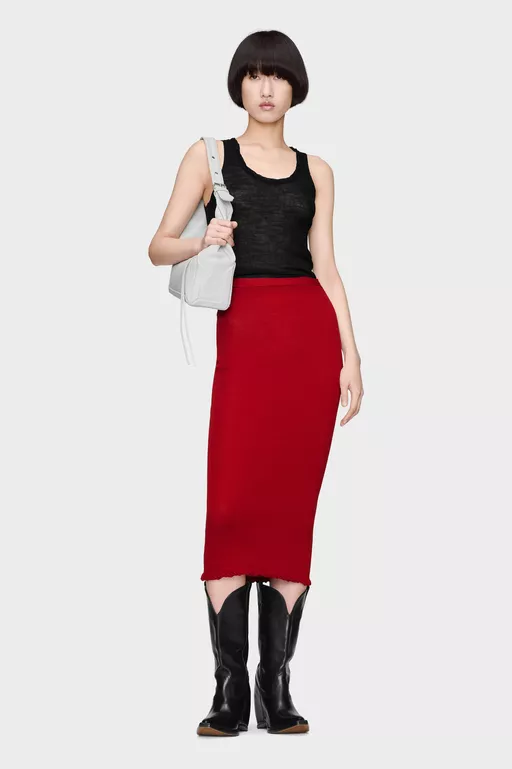 Falda midi de lana acanalada - Faldas Midi