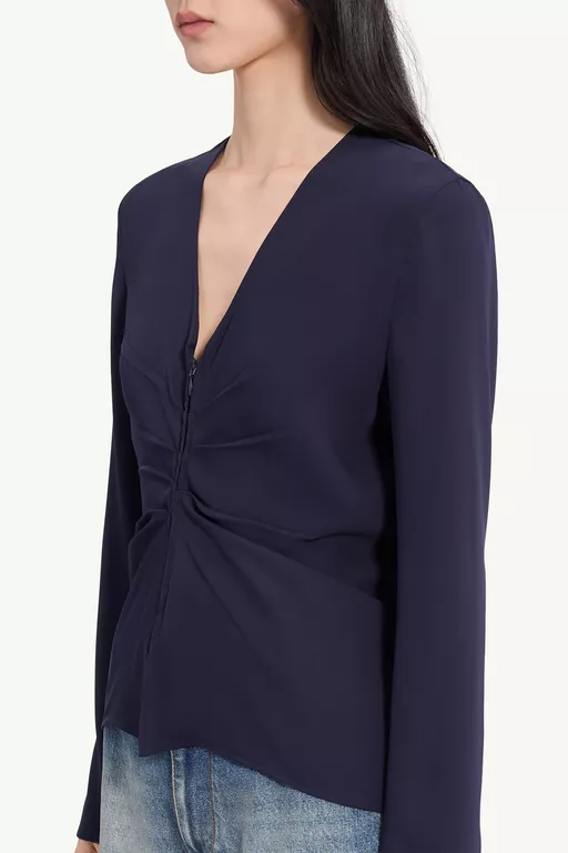 Gathered V-neck top - Tops