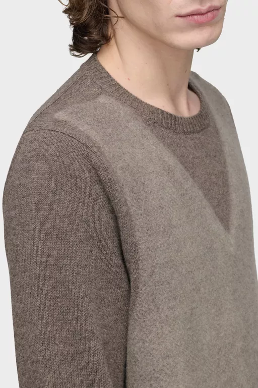 Fused Knit Wool Crewneck Sweater - Knitwear