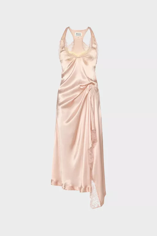 Silk Lace Slip Midi Dress