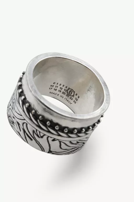 Engraved floral stacked ring - Rings