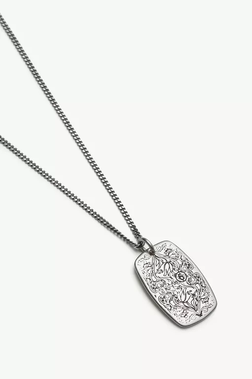 Engraved floral pendant necklace - Necklaces