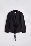 ダークグレー - ベルテッド ピークドラペル ウールブレザー
