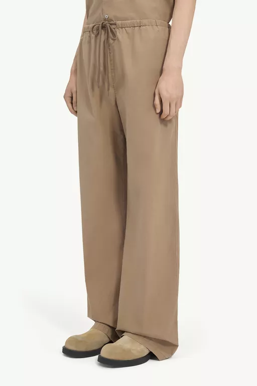 Drawstring washed cotton trousers - Pants