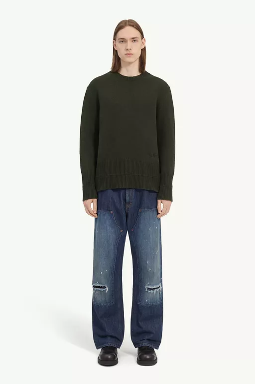Pull &agrave; col rond en laine - Maille
