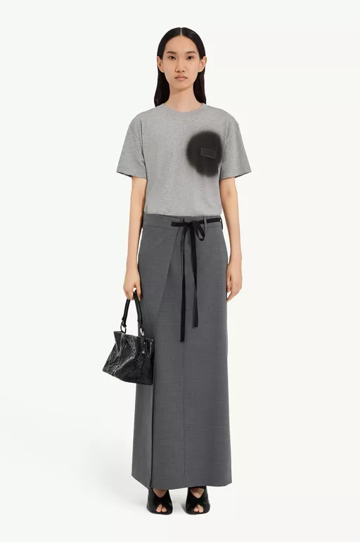 Wool-blend wrap skirt