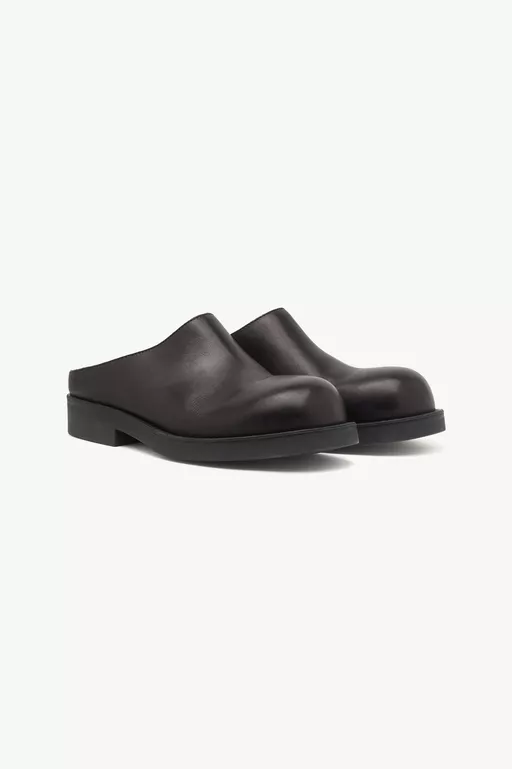 Round-toe leather Biker mules - Slippers