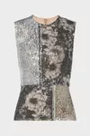 Grau - Top mit Blumenmuster und Pailletten
