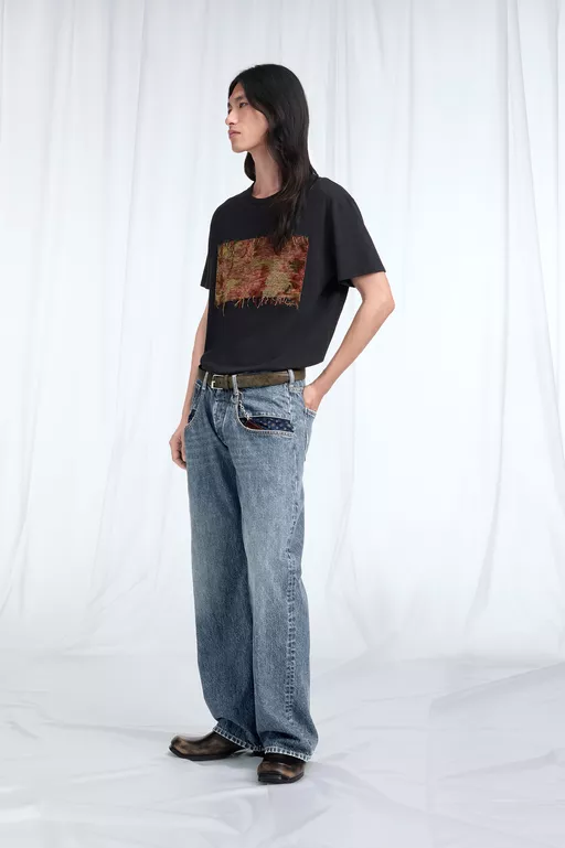 Stone Bleached Denim Jeans - Denim