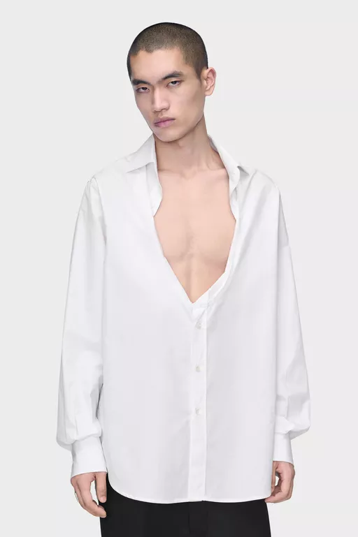 Folded Collar Cotton Shirt - Shirts