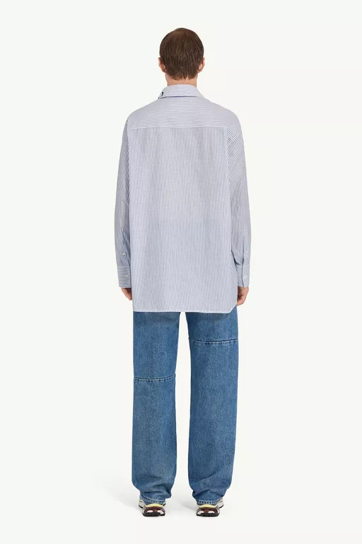 Asymmetric striped poplin shirt - Shirts