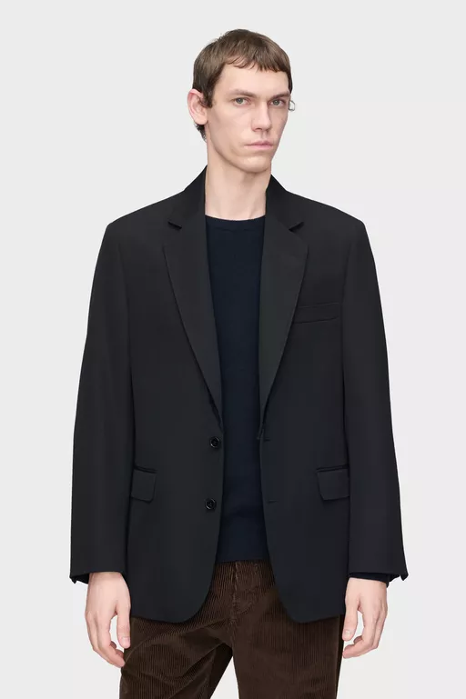Folded Collar Wool Blazer - Jackets