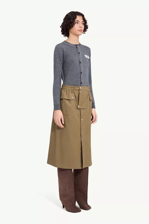 Drawstring coated cotton midi skirt - Midi Skirts