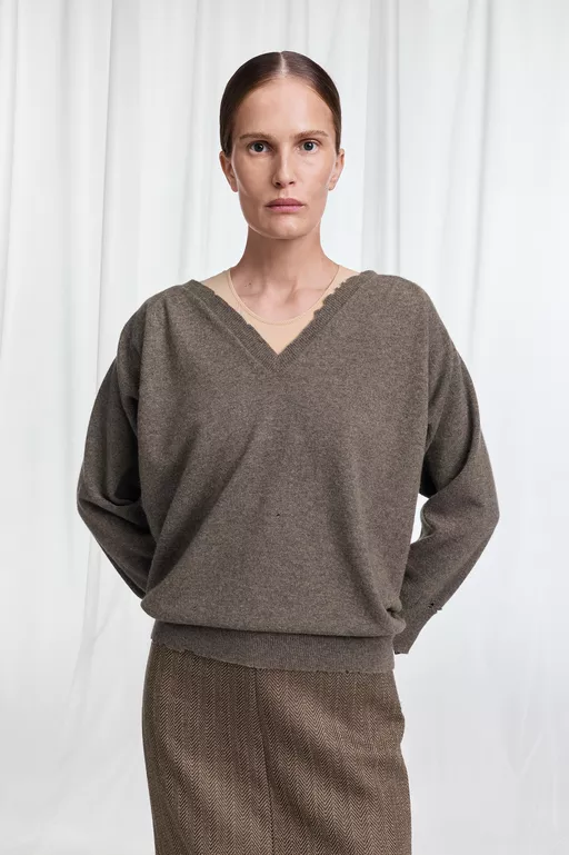 Jersey con Cuello de Pico Drapeado - Cuello en V