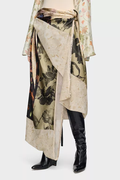 Silk Floral Midi Skirt - Midi Skirts