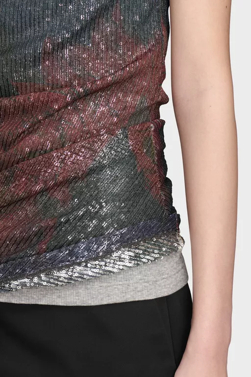 Printed Draped Top - Tops
