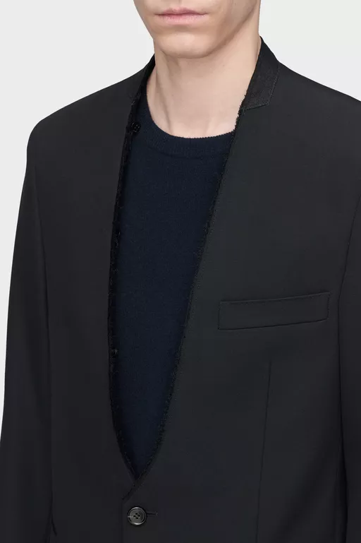 Folded Collar Wool Blazer - Jackets