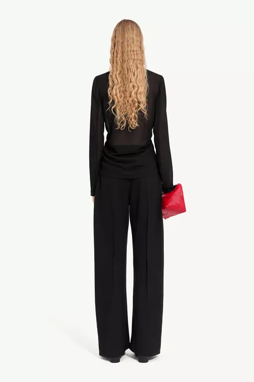 Gathered chiffon V-neck top - Tops