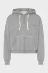 Grey Melange - Zipped Hooded Sweatshirt