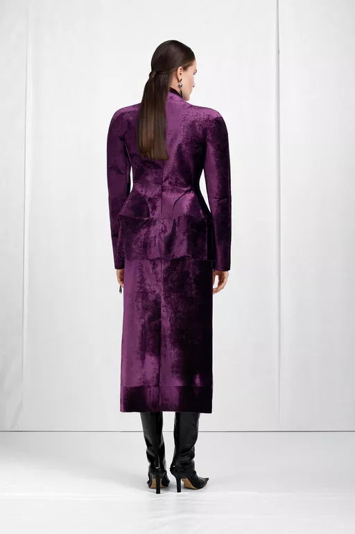 Falda Midi de Terciopelo con Botones Delanteros - Faldas Midi
