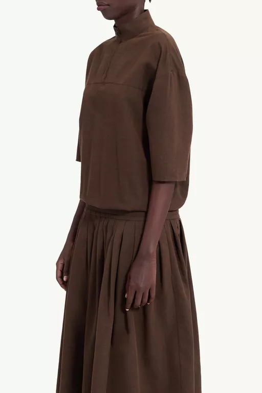 Wool shirting shirt dress - Maxi Dress