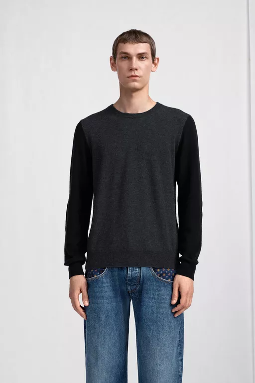Two-Tone Wool Crewneck - Knitwear