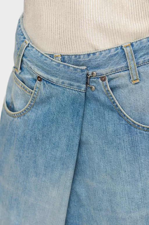 Wrap Denim Jeans - Denim