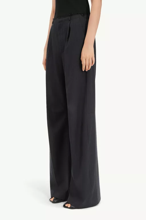 Pinstripe wool wide-leg trousers - Pants