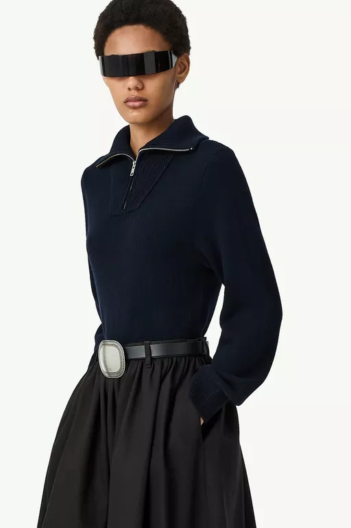 Half-zip cropped knit top - Polos