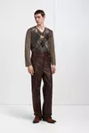Brown - Fusion Leather Wide-leg Trousers