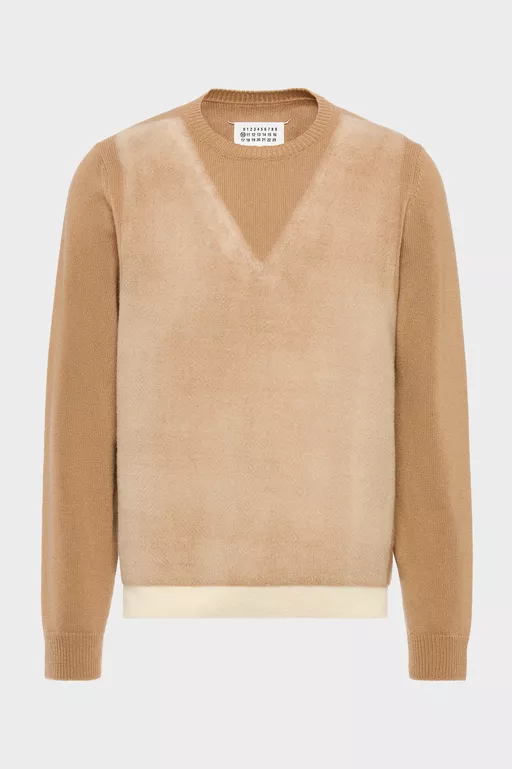 Fused Knit Wool Crewneck Sweater - Knitwear