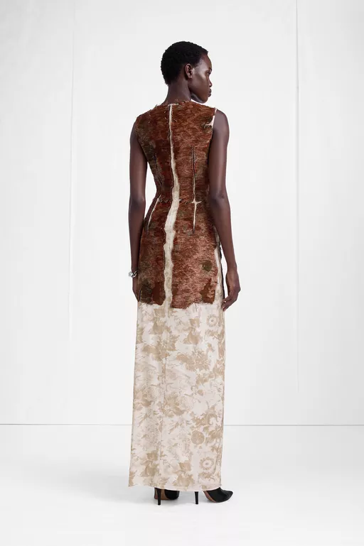 Slashed Velvet Floral Maxi Dress - Maxi Dress