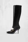 Black - Level Cut-Out Knee Boots