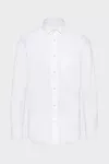 Blanc - Chemise &agrave; manches longues en coton