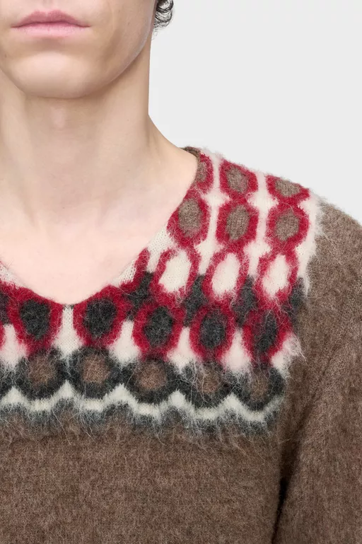 Maglione con scollo a V in lana alpaca - Completo