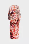 Red - Floral Draped Dress