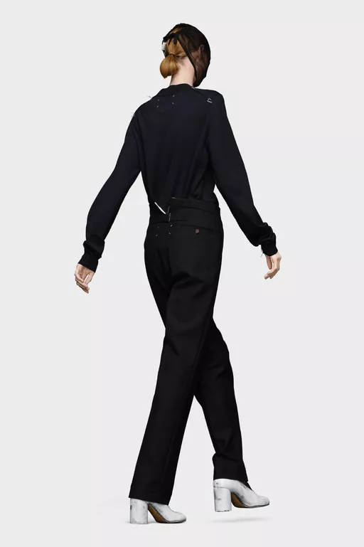 Herringbone Wool Pleated Trousers - Pants