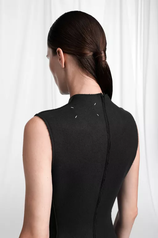 Vestido Largo de Lana Virgen con Cuello Alto - Vestidos Midi