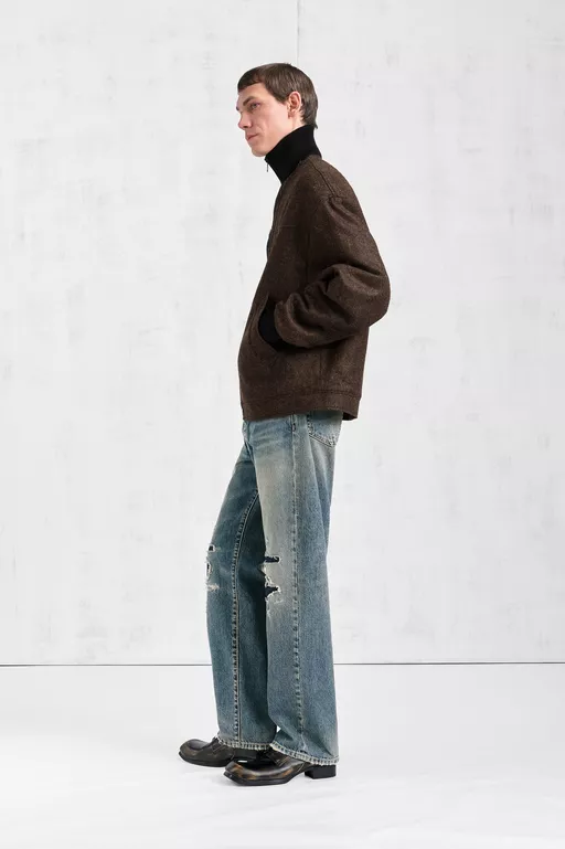 Herringbone Wool Zip Jacket - Jackets