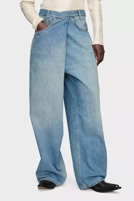 Wrap Denim Jeans - Denim