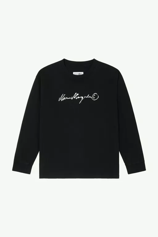 Long-sleeve overdyed handwritten-print T-shirt - T-shirts