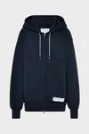 Blue - Cotton Zip Hooded Sweatshirt