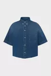 Blue - Cropped Denim Shirt