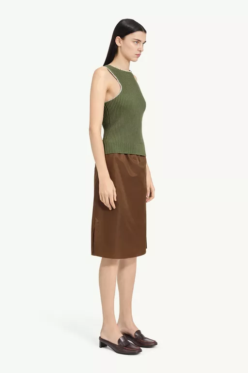 Ribbed Knit Sleeveless Top - Short-sleeved Top