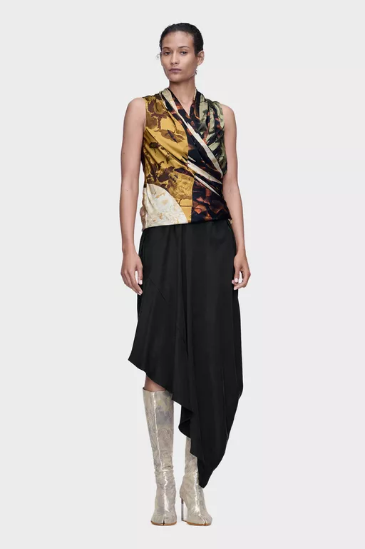 Draped Silk Top - Tops