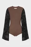 Brown - Floral Sleeve Top