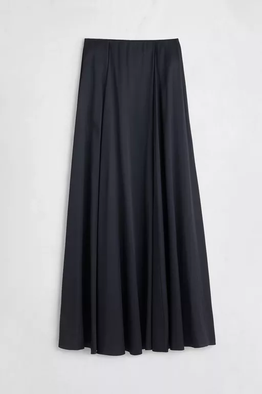 Elongated Satin Maxi Skirt