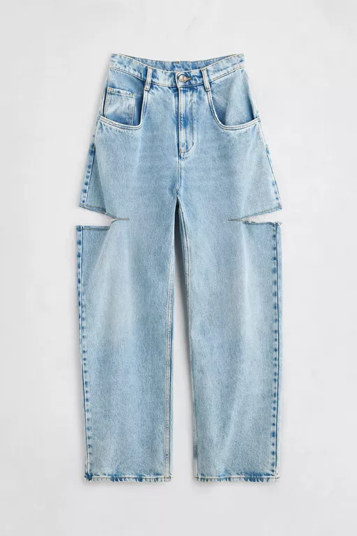 Denim jeans with slash details - Denim