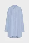 Blanco - Camisa de rayas de popel&iacute;n de algod&oacute;n