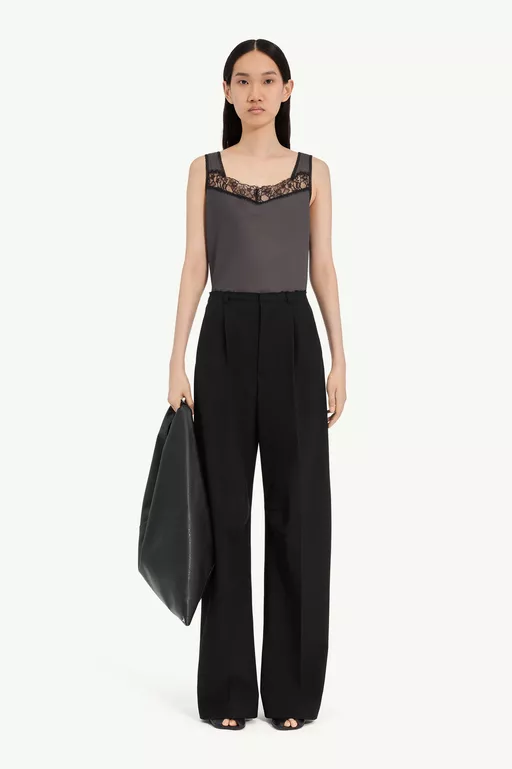 Wool wide-leg trousers - Pants